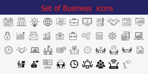 set of icons for web design. Simple Set of Business Icons Line in Vector Style on White Background