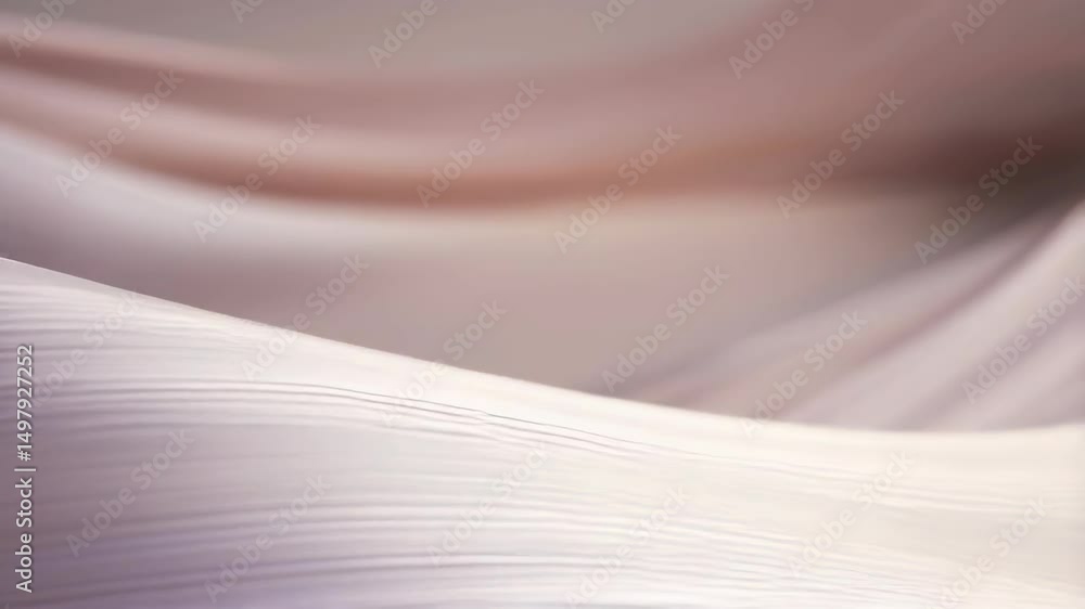 Poster abstract flowing silky fabric with soft waves and delicate highlights, creating a smooth, elegant, p