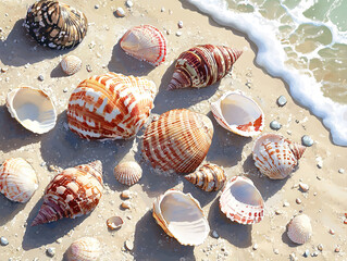 Seaside Summer Vibes with Seashells on Sand and Ocean Breeze