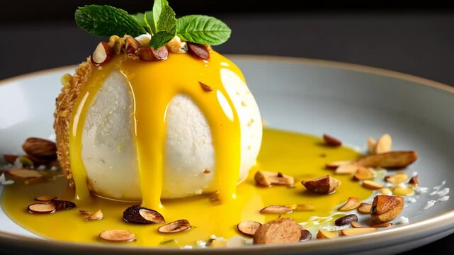 a Rasgulla Indian dish a syrupy dessert 