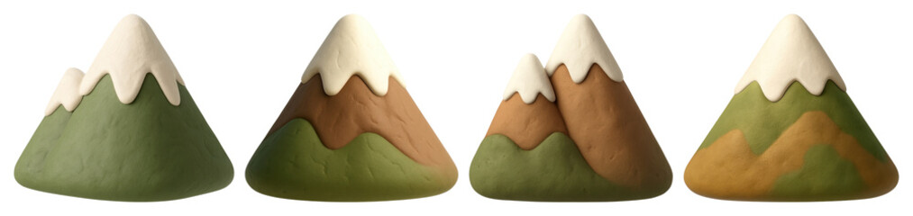PNG Minimalist clay mountain illustration., transparent background