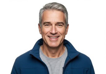 Obraz premium Portrait of a Smiling Middle Aged Man Isolated on White Background