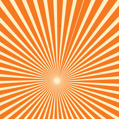 Sunburst background with brown sun ray. Pattern of starburst. Abstract light coffee texture with light of sunburst. Radial beam of sunlight. Retro background with flash. 