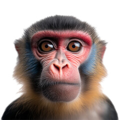 Obraz premium Front portrait of a cute adult brown monkey isolated on transparent background 