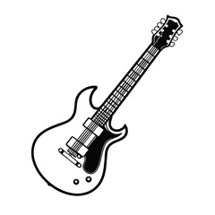 Fototapeta premium Guitars vector art illustration. Vector guitars on white background. Symbols of classic electric guitars for a store or music application. Electric and acoustic, bass, music instrument. 