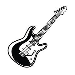 Obraz premium Guitars vector art illustration. Vector guitars on white background. Symbols of classic electric guitars for a store or music application. Electric and acoustic, bass, music instrument. 
