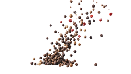 Falling Peppercorns Isolated on Transparent Background

