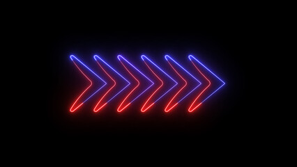 Vibrant neon arrow design illuminated against a dark black background futuristic digital graphic for direction and guidance creative abstract illustration