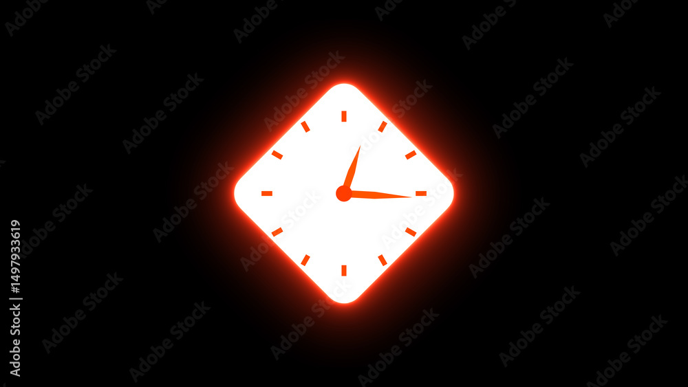 Poster modern glowing orange clock design on a black background showcasing time and punctuality in a minima
