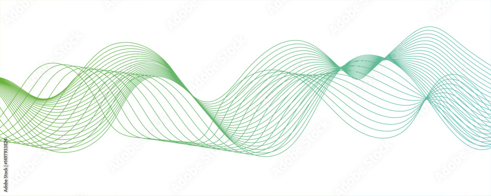 Poster abstract wave lines on white background. business background lines wave, green stream element. frequ