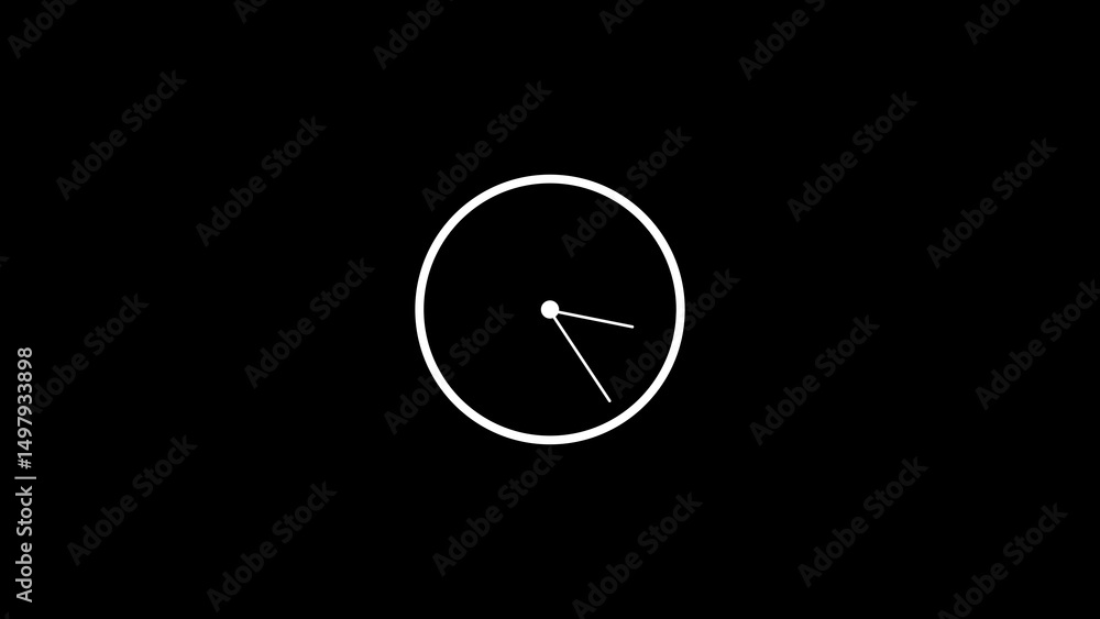 Poster minimalist clock illustration on black background depicting time concepts simple graphic design for 