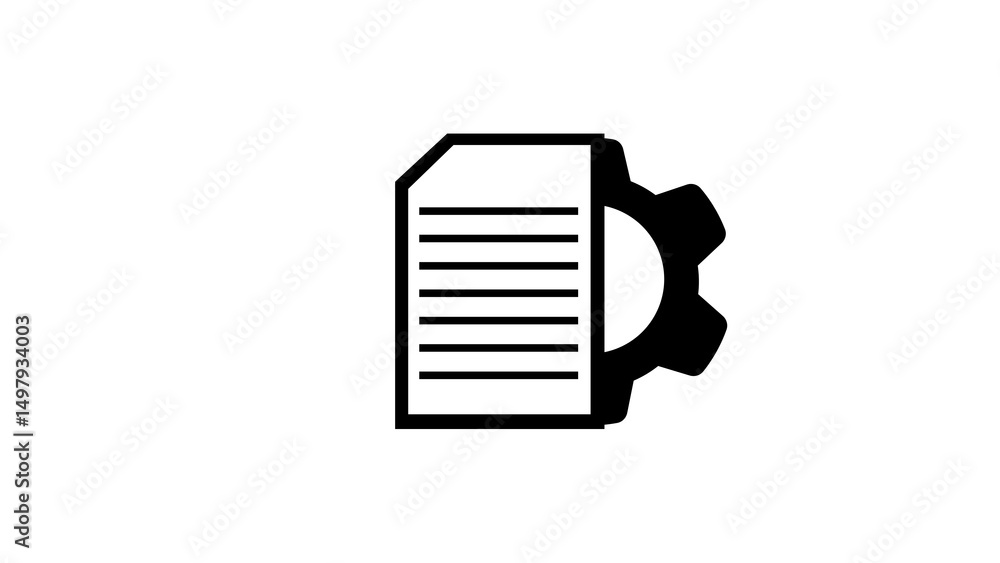 Poster document processing and configuration concept showing a file with lines in combination with gear whe
