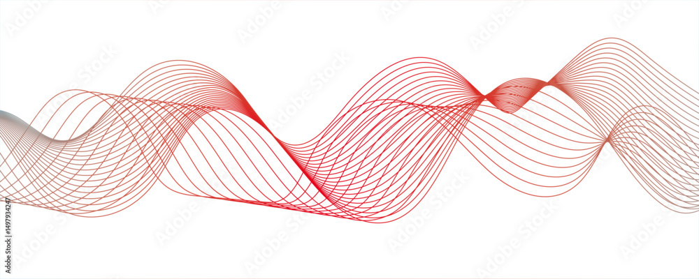 Poster abstract red ,gray wave. stylized colorful curved wavy line art element for design white striped lin