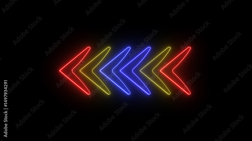 Aufkleber illuminated neon arrow design with vibrant color palette showcasing directional symbols on a dark ba