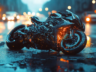 Road Incident with Motorcycle Highlighting Safety and Insurance
