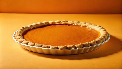 A golden brown crust encases a smooth, rich pumpkin filling, promising a sweet and comforting taste.