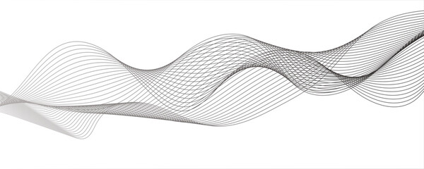 White wave curve lines banner background design. Abstract soft wave lines dynamic flowing gray light isolated background.Curve wave seamless pattern. Line art striped graphic template design.