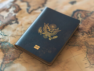 Passport on Vintage World Map