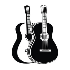 Obraz premium Guitars vector art illustration. Vector guitars on white background. Symbols of classic electric guitars for a store or music application. Electric and acoustic, bass, music instrument. 