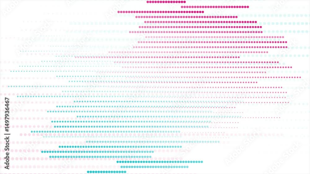 Poster blue and pink dotted linear circles abstract minimal tech background. seamless looping geometric hal