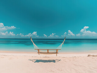 Tranquil Coastal Landscape with Hammock and Crystal Waters