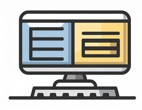 an image of a computer monitor and keyboard on a white background there is a computer monitor and keyboard on a white background