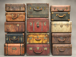 Vintage Stacked Suitcases Collection