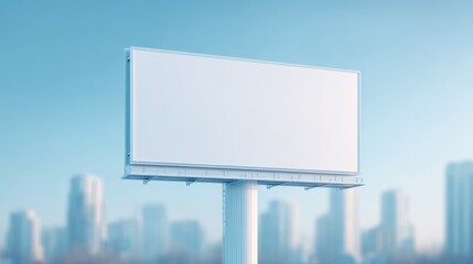Fototapeta premium isolated 3d billboard with realistic shadow effects stands against muted urban landscape for visual prominence