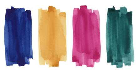 Naklejka premium A vibrant collection of watercolor swatches evoking creativity and artistic expression with on transparent background