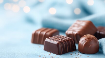celebrate world chocolate day with close-up of gourmet chocolates in elegant setting people in background should remain