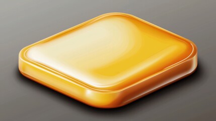 Vibrant Orange Soap Bar with Glossy Surface on Neutral Background