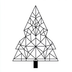 Geometric Line Art Christmas Tree Design for Minimalist Decor