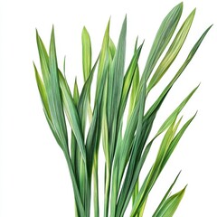 Fototapeta premium Bunch of vibrant green leaves with pointed tips isolated on white background