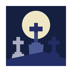 Obraz premium cross shaped tombs in moonlight (2).eps