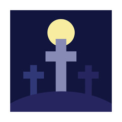 Obraz premium cross shaped tombs in moonlight (3).eps