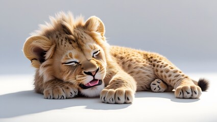 Obraz premium Young Lion Cub with Playful Look and Small Mane