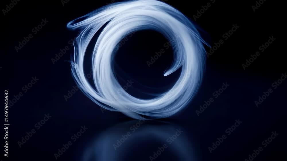 Poster abstract ethereal flowing light circle with a glowing appearance on a dark background, digital effec