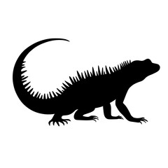 Obraz premium Minimalist black silhouette of a Uromastyx lizard on white background