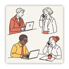 Office Work Doodle Illustrations Business Doodles,