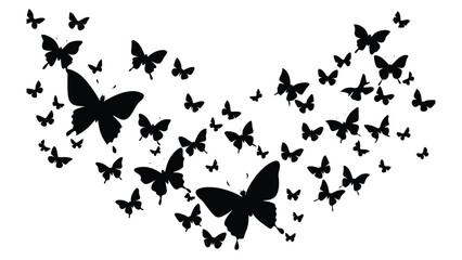 Butterfly silhouettes swarm background
