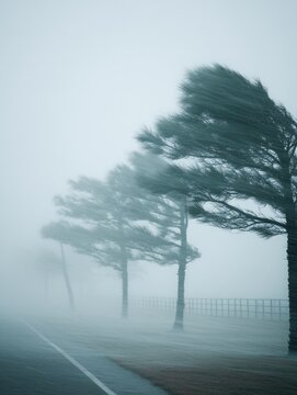Hurricane with strong winds and heavy rain