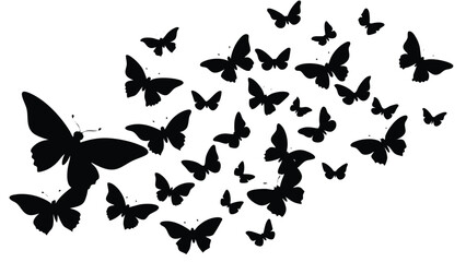 Butterfly silhouettes swarm background
