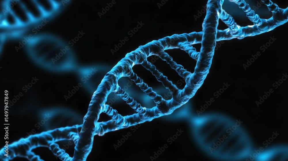 Aufkleber a microscopic view of a single strand of blue dna molecule