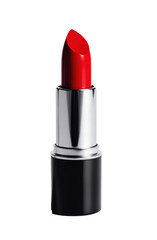 Vibrant red lipstick on transparent background