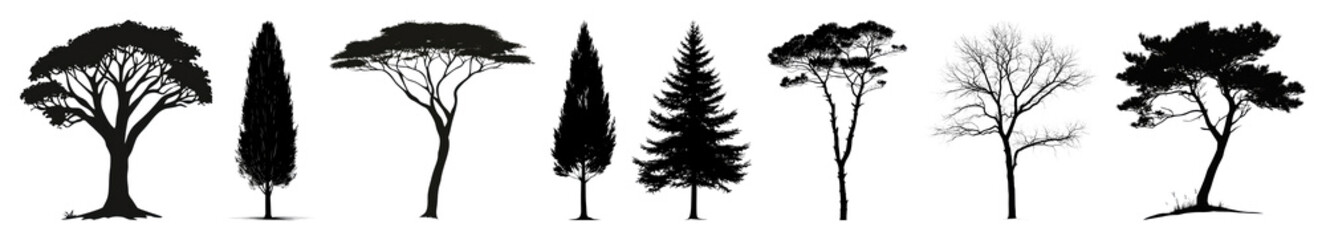 Fototapeta premium PNG Baobob tree silhouette illustration black., transparent background