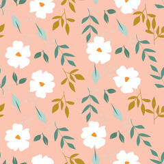 Christmas seamless pattern with berry and pine branch, winter design, hand drawn elements