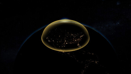 Plakat American Golden Dome against missiles - view of Earth from space