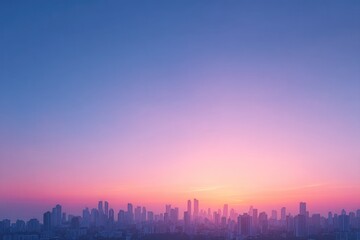 Fototapeta premium minimalistic cityscape with modern skyline at urban sunset focus on sleek architectural lines leaving generous copy