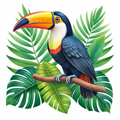 Fototapeta premium Tropical Toucan Bird with Hand Textured Feathers Clipart