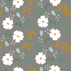 Seamless pattern with floral motifs. Vector illustration.	